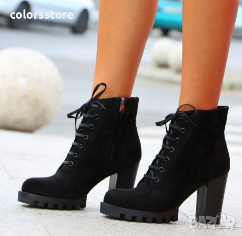 Боти на ток - черен велур - 1910, снимка 2 - Дамски боти - 35919717