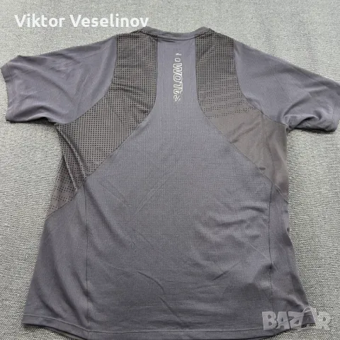 SALOMON Мъжка Еластична Тениска Размер L Сива Къс Ръкав Туристическа, снимка 2 - Тениски - 49831360