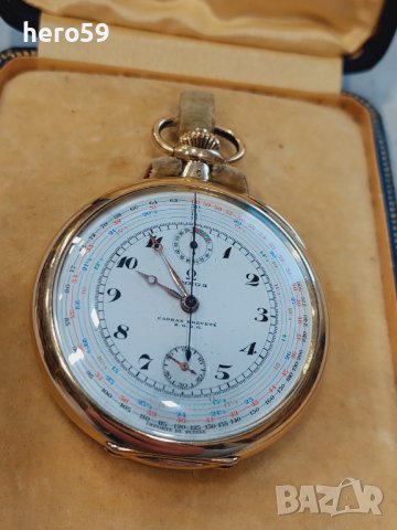 Джобен часовник Омега хронограф Златна 18к.Omega watch chrono-tachymetre Rare 18 carat yellow gold