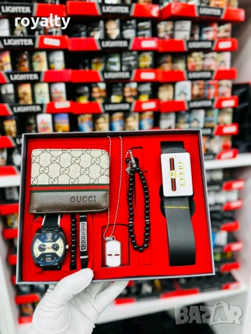 Gucci Мъжки Подаръчен Комплект Сет От 7 Части Нов Гучи 