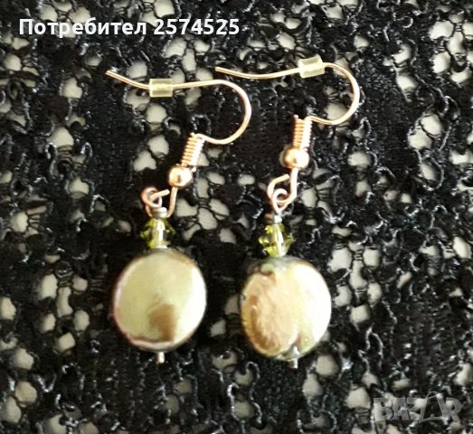 Вносни обеци с естествени перли тип "монета", снимка 5 - Обеци - 44028037