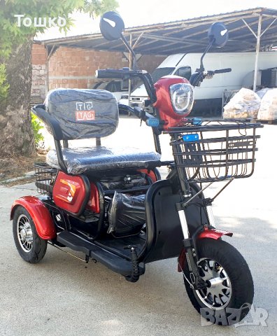 Електрическа триколка М19 с три седалки за възрастни червен цвят, снимка 2 - Мотоциклети и мототехника - 38326087