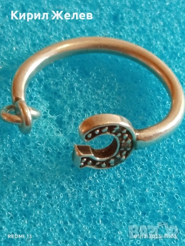 Сребърна обица тип халка с форма на подкова 52358, снимка 7 - Обеци - 52605552