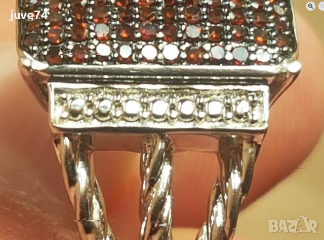 СРЕБЪРЕН ПРЪСТЕН С ЕСТЕСТВЕНИ ЧЕРВЕНИ ДИАМАНТИ СЕРТИФИКАТ , снимка 3 - Пръстени - 53134027