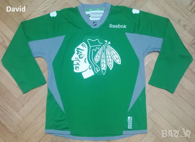 NHL оригинална фланелка Reebok Chicago Blackhawks St Patrick's Day, снимка 1