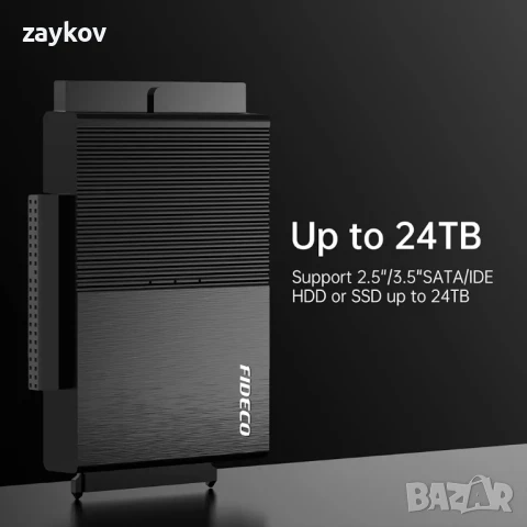 FIDECO IDE и SATA адаптер, USB 3.0 адаптер за твърд диск с превключвател за захранване, снимка 3 - Друга електроника - 50502371