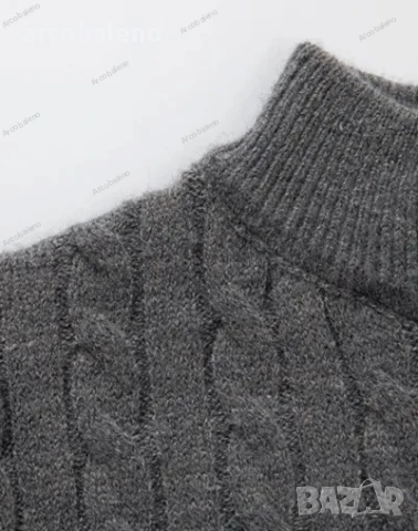 Мъжки моден трикотажен пуловер с дълги ръкави и цип, 4цвята, снимка 6 - Пуловери - 42708061