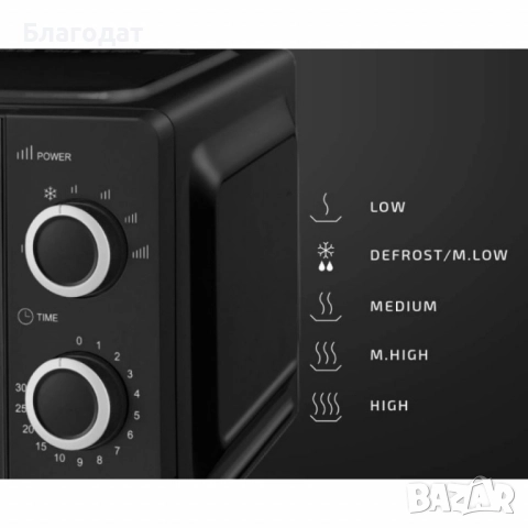 Микровълнова фурна Royalty Line RL-MWO-3818 BLACK - 20L, 700W, снимка 5 - Микровълнови - 52497077