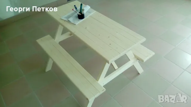 Детска Градинска маса с пейки-100х100х68см., снимка 2 - Други - 49939430