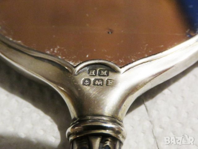 Старинно английско сребърно аристократично огледало с емайл  Birmingham England 1773-1924 г сребро, снимка 9 - Други - 32624416