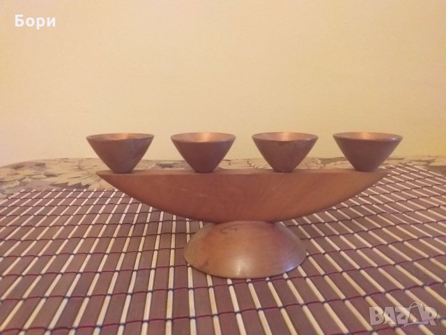 Дървен свещник за 4бр свещи, снимка 2 - Декорация за дома - 28149197