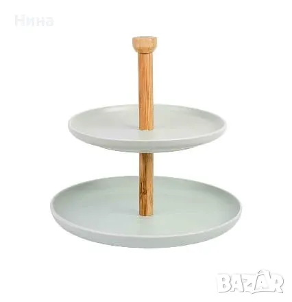 Поднос на 2 нива за плодове, кексчета, торти и др, снимка 3 - Прибори за хранене, готвене и сервиране - 47927796