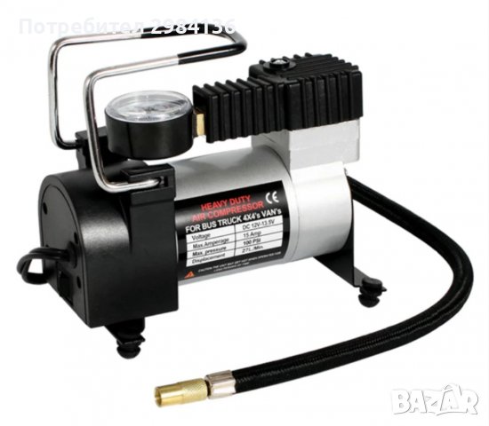 12 V КОМПРЕСОР ЗА ВЪЗДУХ С ВГРАДЕН МАНОМЕТЪР ЗА ПОМПАНЕ НА ГУМИ  