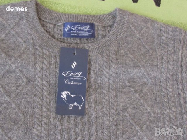 Сив пуловер от 100% кашмир, нов, размер L, Монголия, снимка 3 - Пуловери - 37431991