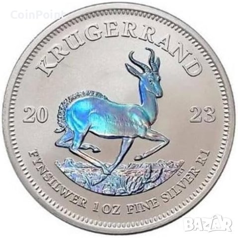 KRUGERRAND Холографско издание 1 Oz сребърна монета 1 ранд Южна Африка 2023 г, снимка 2 - Нумизматика и бонистика - 43405690