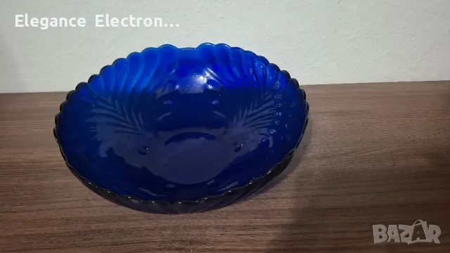 Стъклена купа 28см. Син цвят. , снимка 1