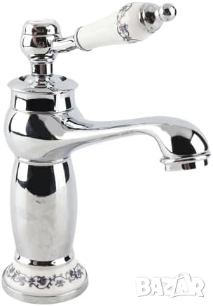 Винтидж/ ретро смесител за мивка за баня с флорални мотиви 