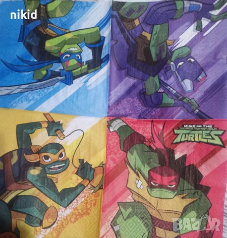 Костенурките Нинджа 8 бр  парти салфетки рожден ден, снимка 2 - Други - 37488479