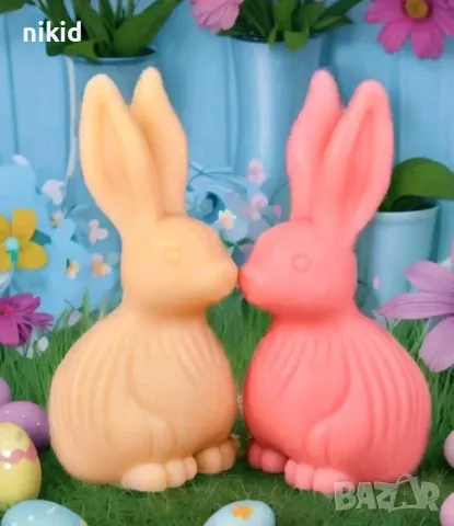 3D Висок Великденски заек силиконов молд форма шоколад гипс смола свещ декор украса, снимка 2 - Форми - 49320246