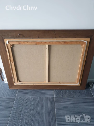 127х97см Quidousse/картина масло върху платно/пейзаж/къща-път-гора-езеро/масивна дървена рамка, снимка 12 - Картини - 50703341