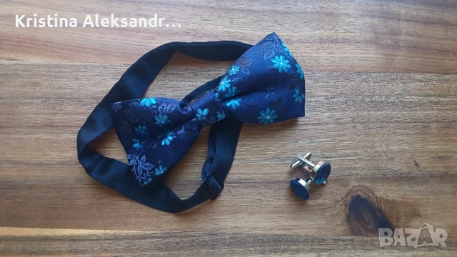 НОВО Папионка от 100% коприна с копчета за ръкавели, снимка 2 - Други - 50568446