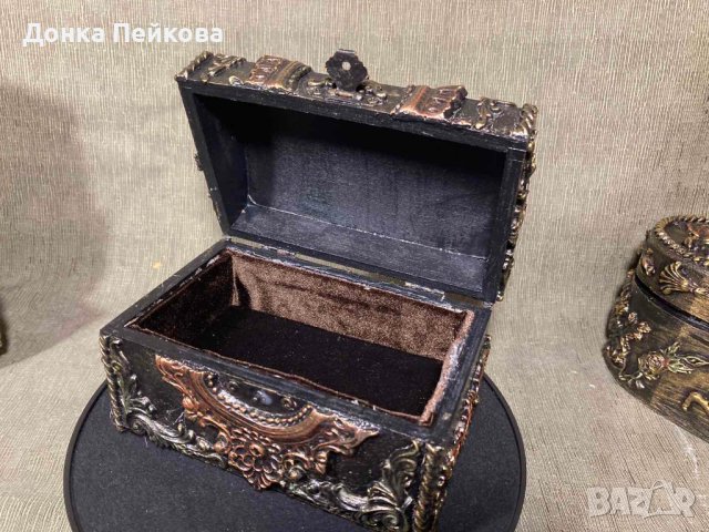 Бижутиера - ръчна изработка - дървена кутия за бижута с извит капак, снимка 9 - Декорация за дома - 40373039