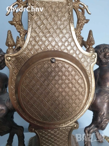 Италия 1960-те Hermle/63см-14кг Арт Деко италиански каминен часовник/бронзови фигури-бял мрамор, снимка 12 - Антикварни и старинни предмети - 52533387