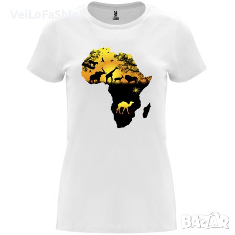 Нова дамска тениска Африка в бял цвят