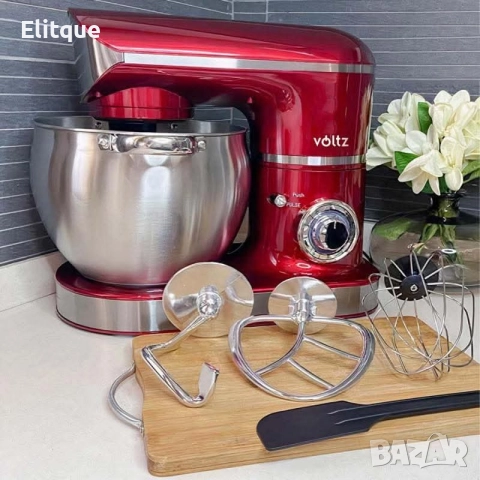 Планетарен миксер Voltz V51115G – 5L инокс купа, 6 скорости + Pulse, 3 бъркалки