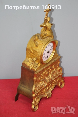 Позлатен бронз каминен часовник фигура жена религиозен кръст, снимка 6 - Антикварни и старинни предмети - 51451984