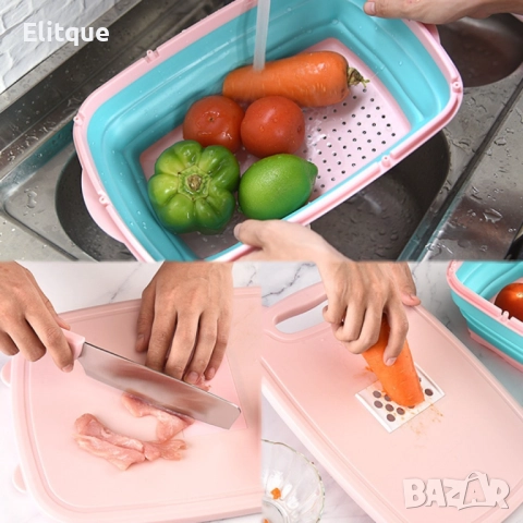 Кухненски къмпинг комплект 9в1 DEOUNY, мултифункционална дъска със сгъваем гевгир с кутия и аксесоар, снимка 4 - Други стоки за дома - 52905032