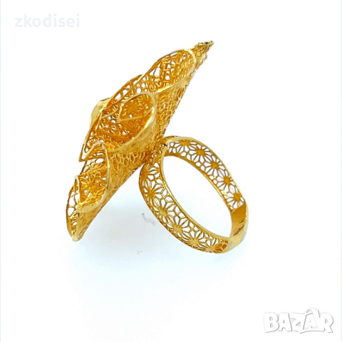 Златен дамски пръстен 5,29гр. размер:54 14кр. проба:585 модел:23004-1, снимка 3 - Пръстени - 44855892