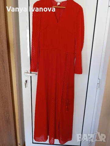 H&M дълга червена рокля за повод, снимка 2 - Рокли - 51089344