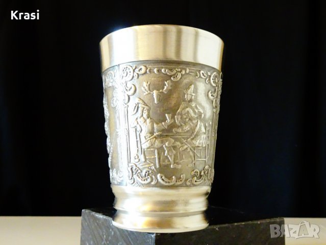 Чаша от калай за вино,картини за лов,вино и бира, снимка 3 - Антикварни и старинни предмети - 27726781