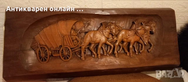 Голямо дървено пано за стена дърворезба, снимка 5 - Антикварни и старинни предмети - 53426098
