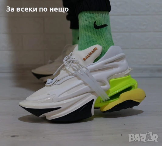 Balmain Дамски Маратонки С Кутия🔝Мъжки Спортни Обувки🔝Унисекс Маратонки Бяло И Зелено Код SM-21, снимка 1