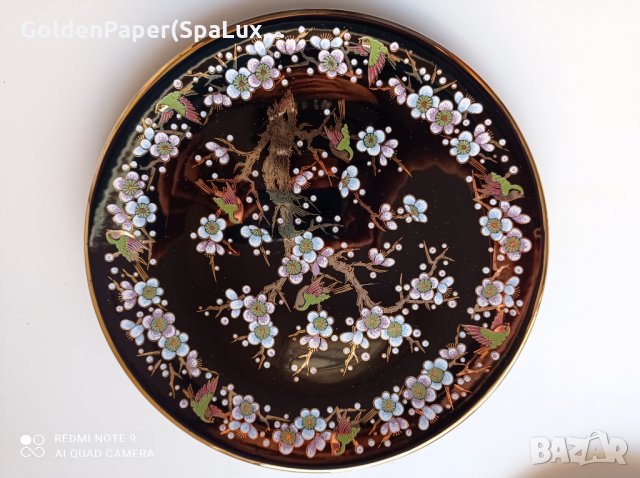 Рисувана чиния диаметър 24,5см - 24 к платина и злато, снимка 2 - Други ценни предмети - 34620176