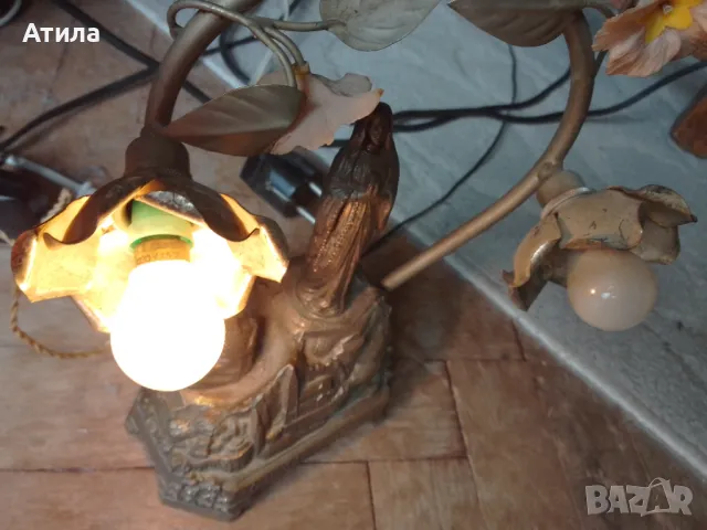 нощна лампа 24/31 см бронз, снимка 5 - Настолни лампи - 49646909