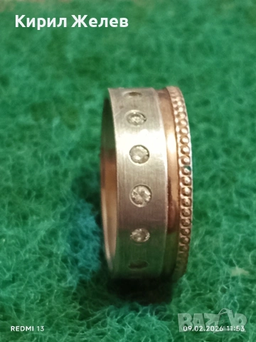 Авторски сребърен пръстен с вградени диаманти уникално красив 25180, снимка 4 - Пръстени - 53411862