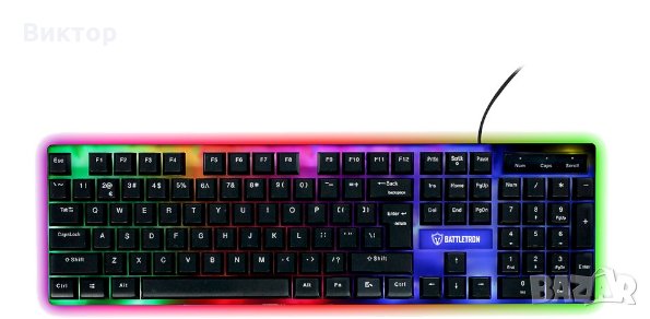 Геймърска ЛЕД клавиатура Battletron Gaming Keyboard, снимка 4 - Клавиатури и мишки - 28040702