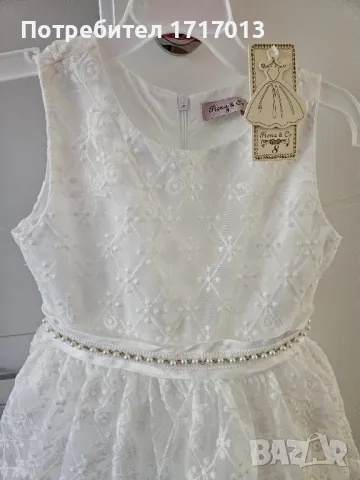 Детска официална бяла рокля с тюл Fiona & Co , снимка 5 - Детски рокли и поли - 47778484