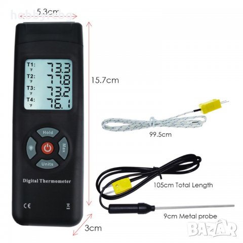 Дигитален 4 канален термометър с К-тип термодвойки, снимка 5 - Други инструменти - 21671379