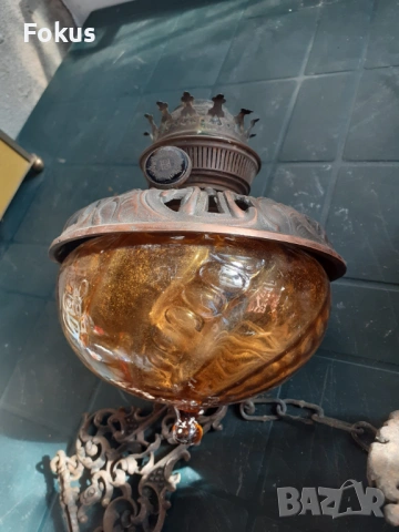 Страхотен чугунен полилей абажур на газ, снимка 5 - Антикварни и старинни предмети - 53282857