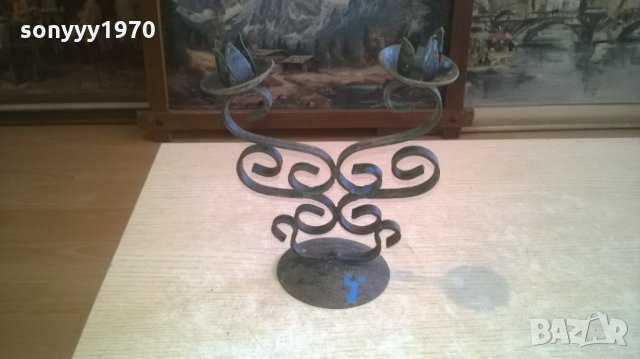 СТАР СВЕЩНИК КОВАНО ЖЕЛЯЗО-21Х18Х10СМ, снимка 2 - Колекции - 28022019