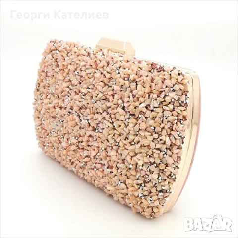 Чанта Клъч Официална-Розова С Дълга Дръжка Тип Синджир, снимка 3 - Чанти - 44935696