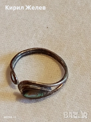 Винтидж авторски сребърен пръстен с седеф ръчна изработка 52425, снимка 3 - Пръстени - 52736531
