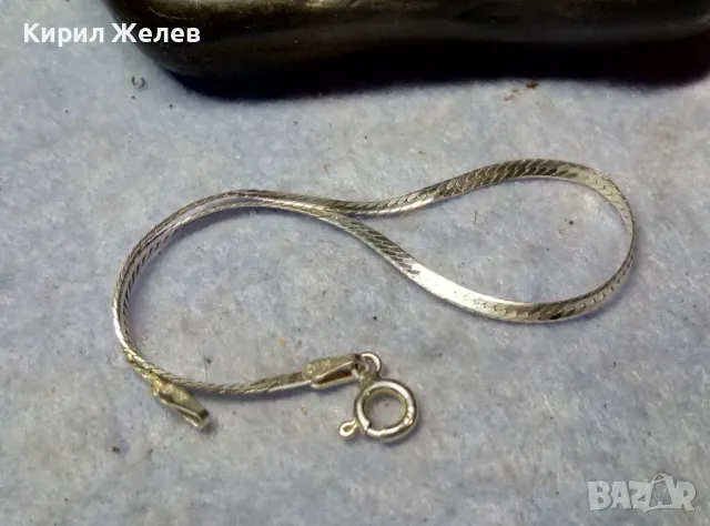 НЕЖНА ЛЕНТОВИДНА МАРКОВА СРЕБЪРНА ГРИВНА СРЕБРО 925 K. C ITALY с БЯЛА ПОЗЛАТА 20965