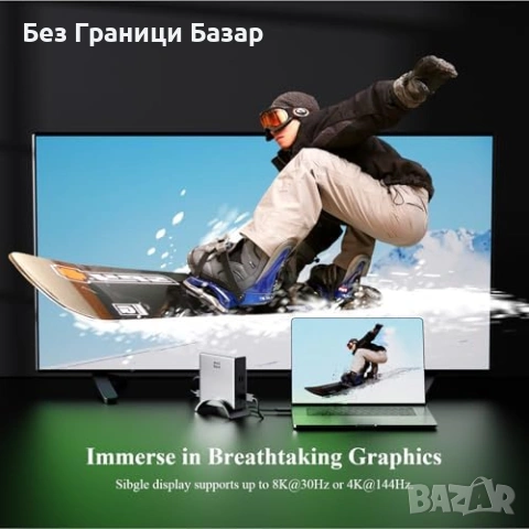 Нова USB-C докинг станция 9 в 1 8K HDMI + 2x DP 125W PD Ethernet адаптер, снимка 4 - Друга електроника - 53463583