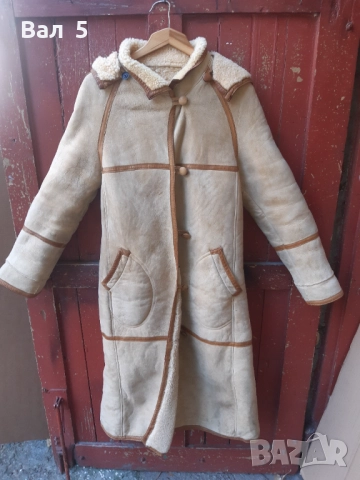 Красив стилен дамски кожух - агнешка кожа