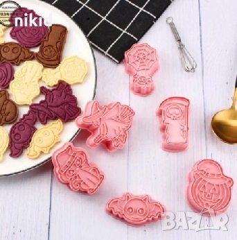 6 бр Хелоуин Halloween вещица прилеп пластмасови разглобяеми резци форми фондан тесто бисквитки, снимка 2 - Форми - 32816802